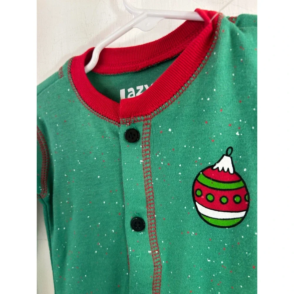 Lazy One FlapJacks 2T Green Do Not Open Til Christmas Union Suit Kids